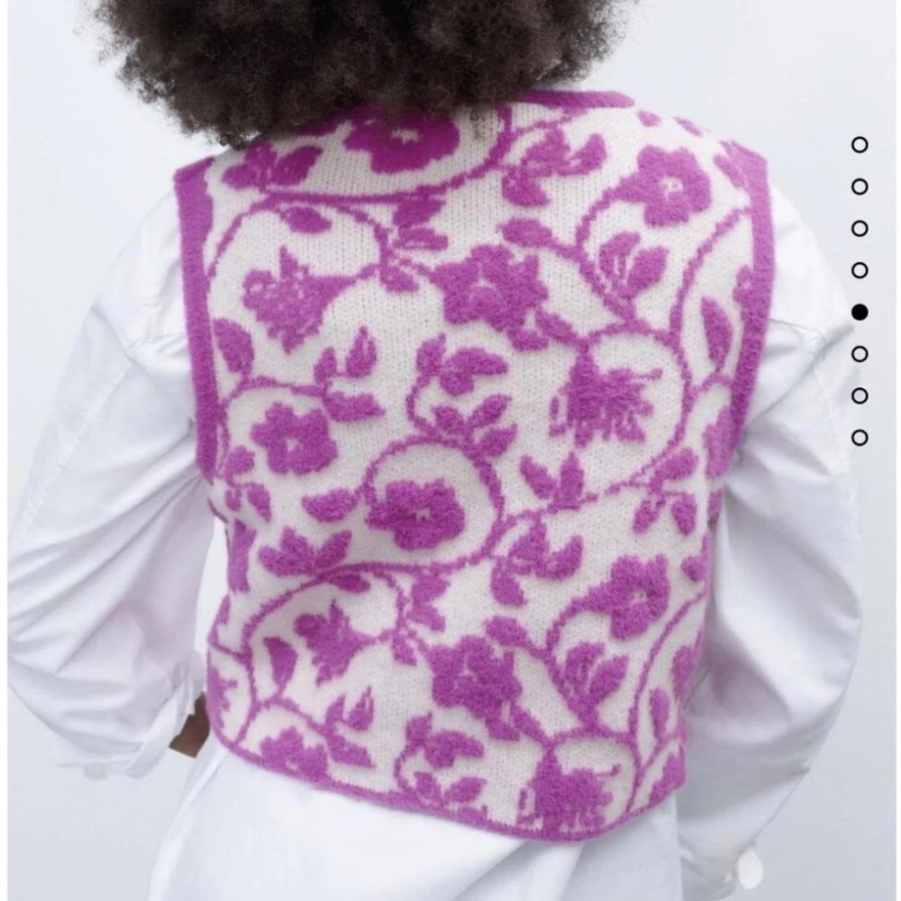 ZARA Floral Jacquard Knit Vest - Picture 2 of 16